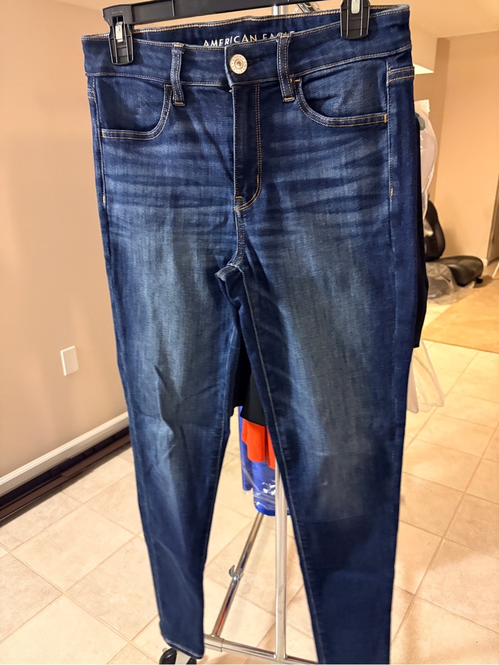 American Eagle Outfitters Women's Dark Blue Skinny Jeans